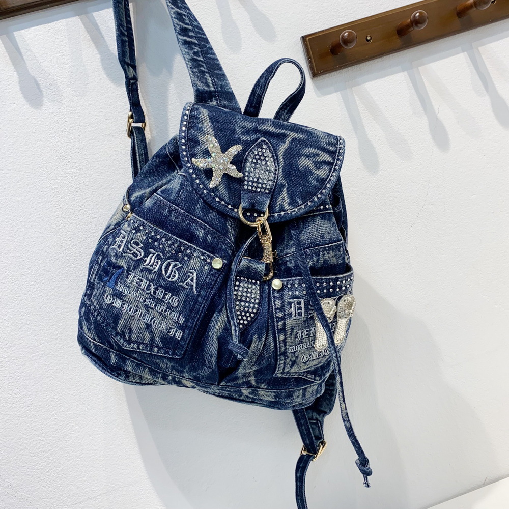 Ipinee luxo denim mochila femi - Luxury Bags Denim avaliação e preço