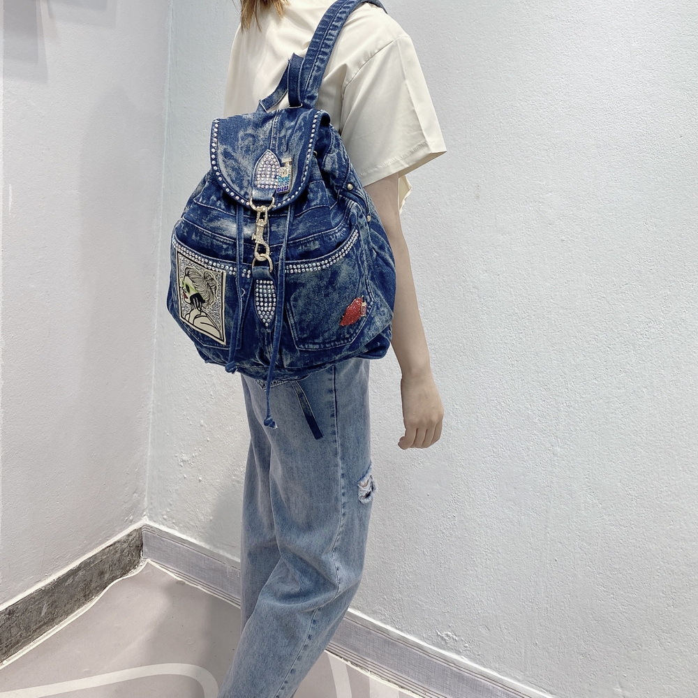 Ipinee luxo denim mochila femi - Luxury Bags Denim avaliação e preço