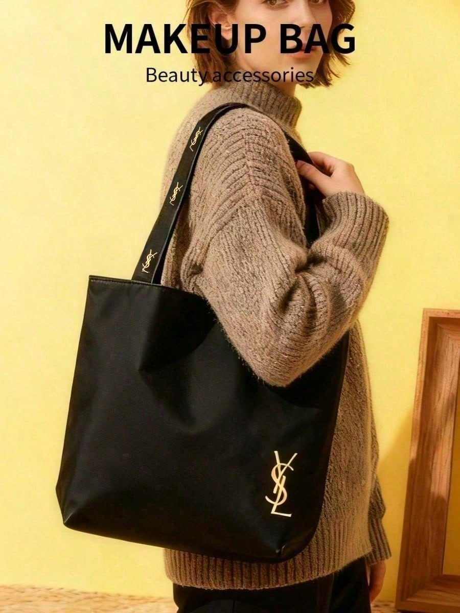 Bolsa de ombro de lona preta e - Luxury Designer Bags Ysl avaliação e preço