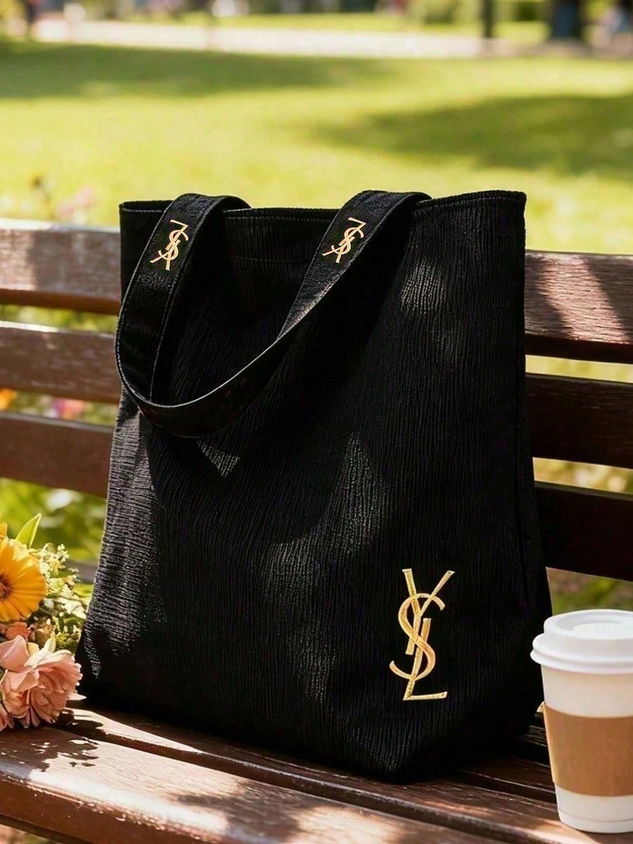 Bolsa de ombro de lona preta e - Luxury Designer Bags Ysl avaliação e preço