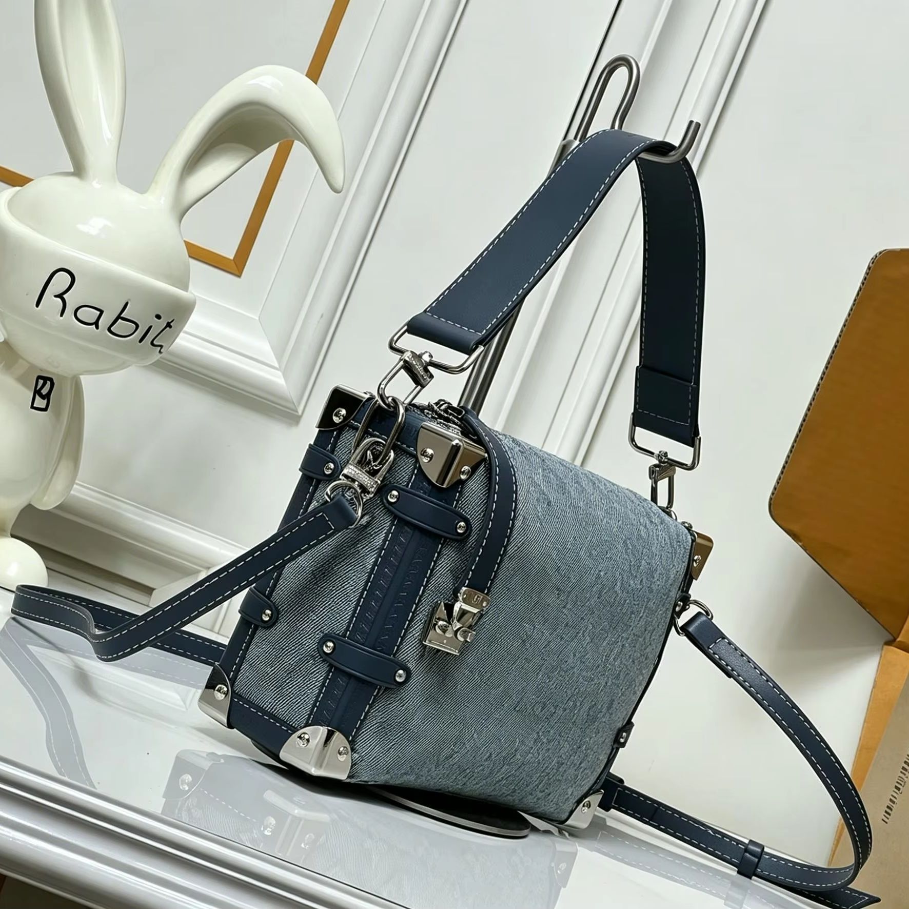 Bolsa Mini Trunk de Denim Jacq - Luxury Bags Denim avaliação e preço