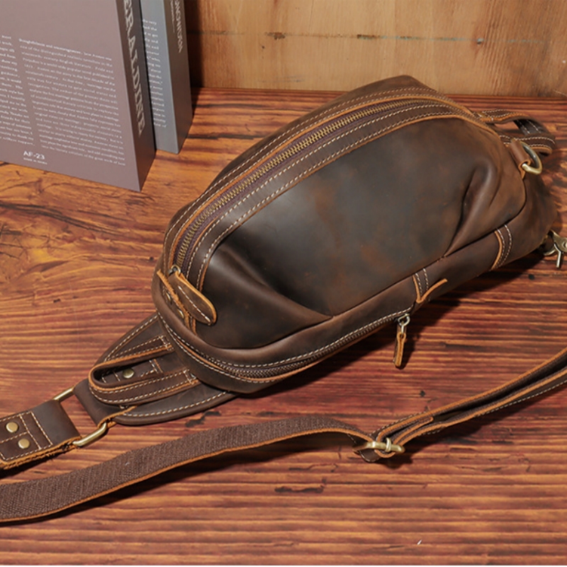 Bolsa de peito de couro real m - Luxury Bags Leather avaliação e preço